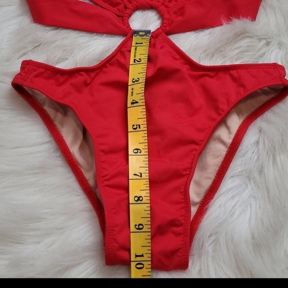 Booty by Brabants Brazilian Red cutouts one piece cheeky high-waist swim wear Lg - Picture 4 of 16